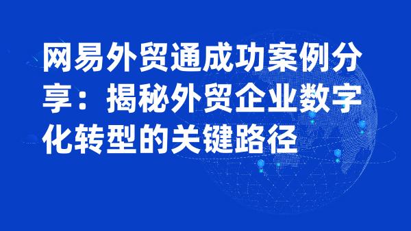 网易外贸通成功案例分享：揭秘外贸企业数字化转型的关键路径